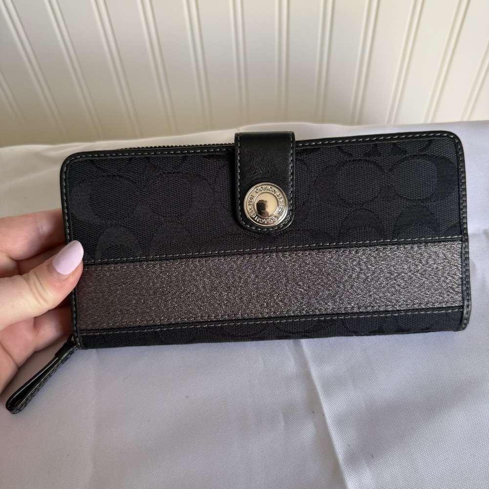 COACH LEGACY 65th ANNIVERSARY MONOGRAM CANVAS LONG WALLET BLACK SIGNATURE C